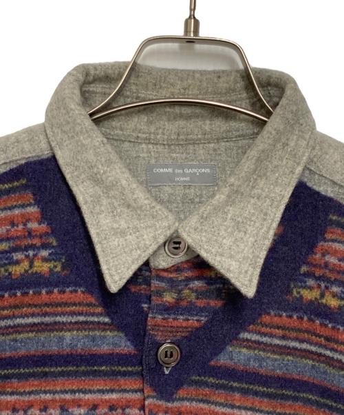COMME des GARCONS HOMME（コムデギャルソン オム）COMME des GARCONS HOMME (コムデギャルソン オム) アーム切替ベストプリントニットシャツ グレー×パープル サイズ:Freeの古着・服飾アイテム