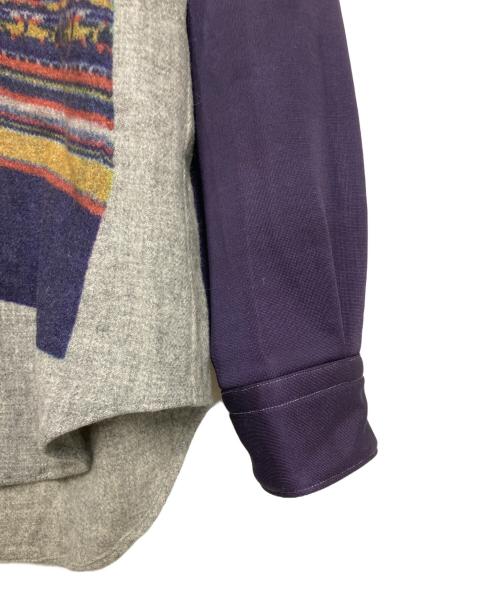 COMME des GARCONS HOMME（コムデギャルソン オム）COMME des GARCONS HOMME (コムデギャルソン オム) アーム切替ベストプリントニットシャツ グレー×パープル サイズ:Freeの古着・服飾アイテム