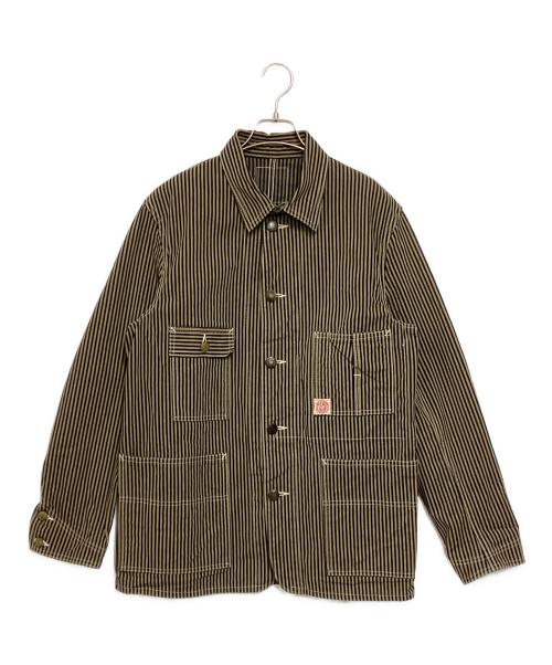 HEADLIGHT（ヘッドライト）HEADLIGHT (ヘッドライト) ヒッコリーカバーオール ネイビー×ベージュ サイズ:42の古着・服飾アイテム