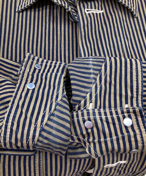 HEADLIGHT（ヘッドライト）HEADLIGHT (ヘッドライト) ヒッコリーカバーオール ネイビー×ベージュ サイズ:42の古着・服飾アイテム