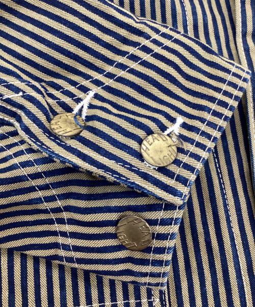 HEADLIGHT（ヘッドライト）HEADLIGHT (ヘッドライト) ヒッコリーカバーオール ネイビー×ベージュ サイズ:42の古着・服飾アイテム