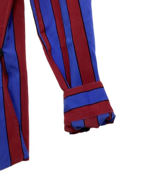 Maison Margiela 4（メゾンマルジェラ 4）Maison Margiela 4 (メゾンマルジェラ 4) 羽織ストライプシャツジャケット ブルー×レッド サイズ:36の古着・服飾アイテム