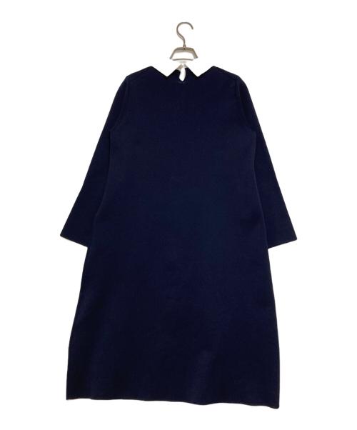 MACKINTOSH PHILOSOPHY（マッキントッシュ フィロソフィー）MACKINTOSH PHILOSOPHY (マッキントッシュ フィロソフィー) クレリックカラーミラノリブニットワンピース ネイビー×ホワイト サイズ:38の古着・服飾アイテム