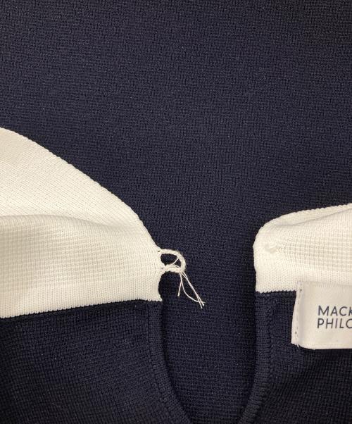 MACKINTOSH PHILOSOPHY（マッキントッシュ フィロソフィー）MACKINTOSH PHILOSOPHY (マッキントッシュ フィロソフィー) クレリックカラーミラノリブニットワンピース ネイビー×ホワイト サイズ:38の古着・服飾アイテム