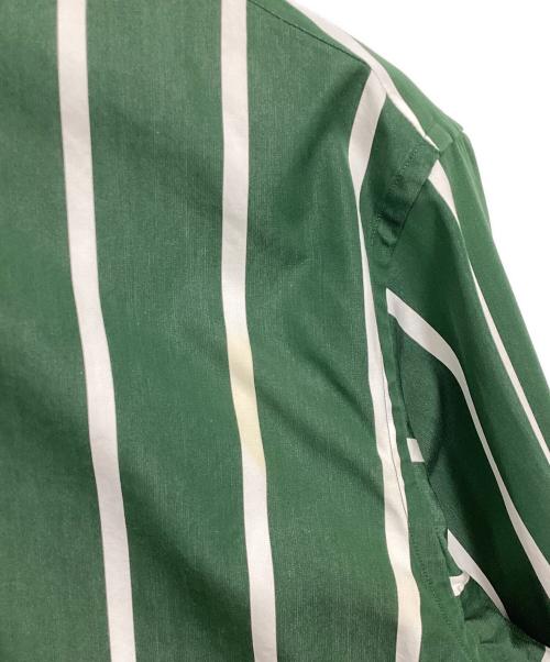 TOMORROWLAND .B（トゥモローランド ビー）TOMORROWLAND .B (トゥモローランド ビー) コットンストライプ ボータイブラウス グリーン×ホワイト×ブラウン サイズ:36の古着・服飾アイテム