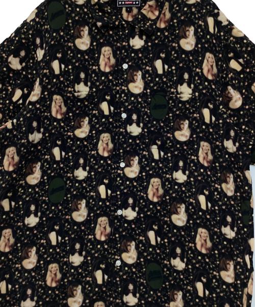 SUPREME（シュプリーム）SUPREME (シュプリーム) Hysteric Glamour (ヒステリックグラマー) Blurred Girls Rayon Shirt ブラック×ベージュ サイズ:Lの古着・服飾アイテム