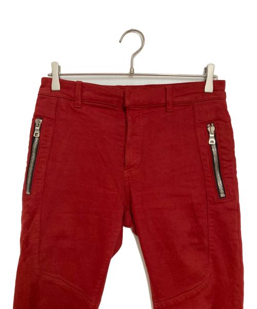 BALMAIN（バルマン）BALMAIN (バルマン) Red Destroyed Biker Jeans（レッドデストロイバイカージーンズ） レッド サイズ:29の古着・服飾アイテム