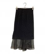 cygneシーニュ）の古着「オリジナル刺繍シースルーペンシルスカート」｜ブラック