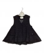 CADUNEカデュネ）の古着「フレアツイードジレ」｜ブラック