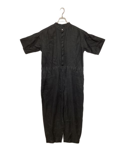 KAGURE（カグレ）kagure (カグレ) リネンハーフスリーブオールインワン ブラック サイズ:FREEの古着・服飾アイテム