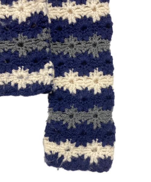 ROBE DE CHAMBRE COMME DES GARCONS（ローブドシャンブル コムデギャルソン）ROBE DE CHAMBRE COMME DES GARCONS (ローブドシャンブル コムデギャルソン) ボーダーカットワークニット ネイビー×ホワイト サイズ: Freeの古着・服飾アイテム