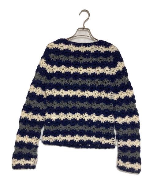 ROBE DE CHAMBRE COMME DES GARCONS（ローブドシャンブル コムデギャルソン）ROBE DE CHAMBRE COMME DES GARCONS (ローブドシャンブル コムデギャルソン) ボーダーカットワークニット ネイビー×ホワイト サイズ: Freeの古着・服飾アイテム