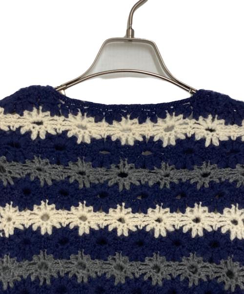 ROBE DE CHAMBRE COMME DES GARCONS（ローブドシャンブル コムデギャルソン）ROBE DE CHAMBRE COMME DES GARCONS (ローブドシャンブル コムデギャルソン) ボーダーカットワークニット ネイビー×ホワイト サイズ: Freeの古着・服飾アイテム