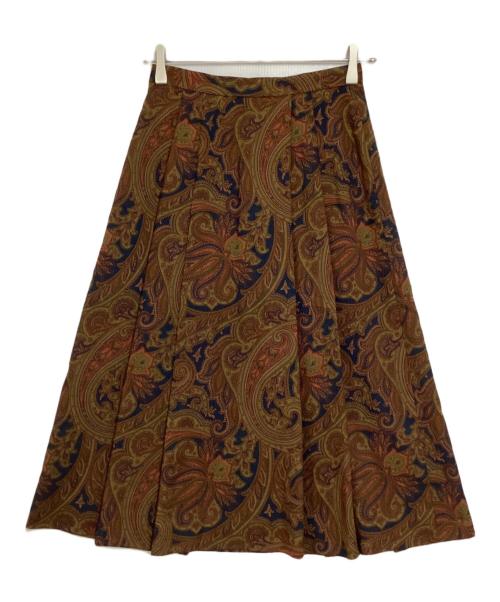 Burberry's（バーバリー）Burberry's (バーバリーズ) ペイズリー柄ウールレトロスカート ネイビー×ブラウン サイズ:9の古着・服飾アイテム