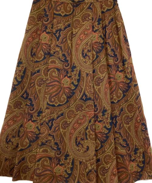 Burberry's（バーバリー）Burberry's (バーバリーズ) ペイズリー柄ウールレトロスカート ネイビー×ブラウン サイズ:9の古着・服飾アイテム