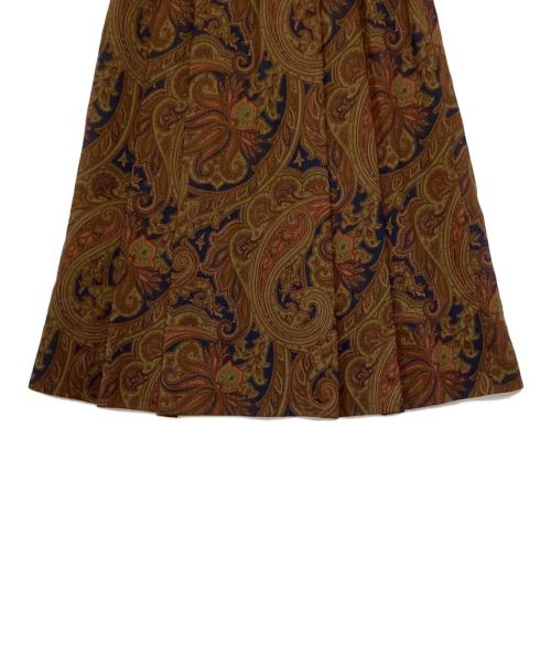Burberry's（バーバリー）Burberry's (バーバリーズ) ペイズリー柄ウールレトロスカート ネイビー×ブラウン サイズ:9の古着・服飾アイテム