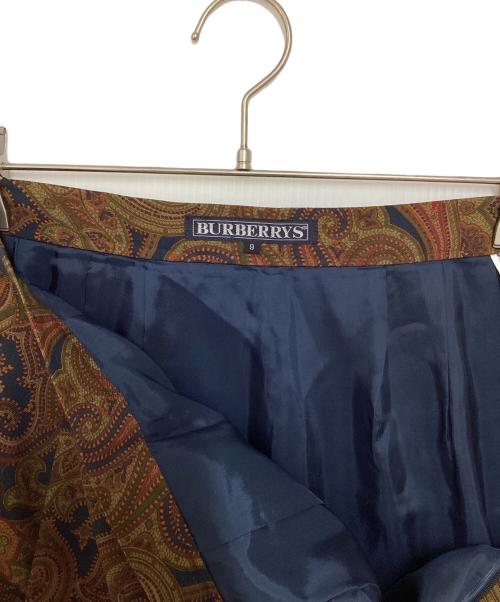 Burberry's（バーバリー）Burberry's (バーバリーズ) ペイズリー柄ウールレトロスカート ネイビー×ブラウン サイズ:9の古着・服飾アイテム