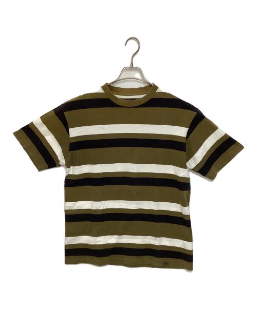 stussy（ステューシー）stussy (ステューシー) ボーダーTシャツ ネイビー×カーキ サイズ:Mの古着・服飾アイテム