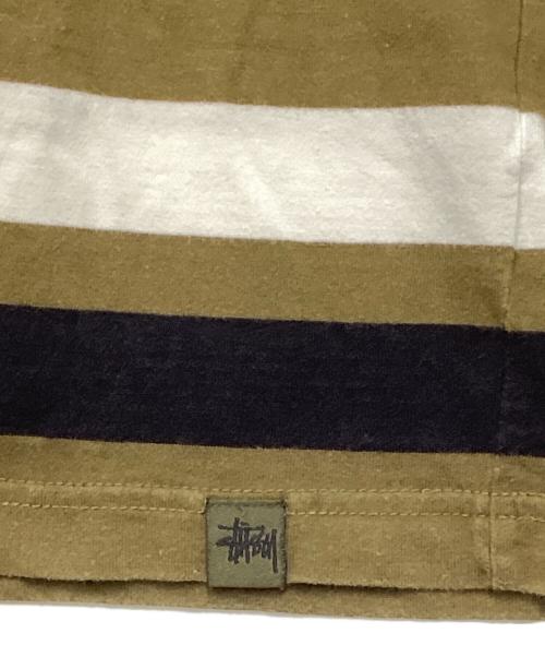 stussy（ステューシー）stussy (ステューシー) ボーダーTシャツ ネイビー×カーキ サイズ:Mの古着・服飾アイテム
