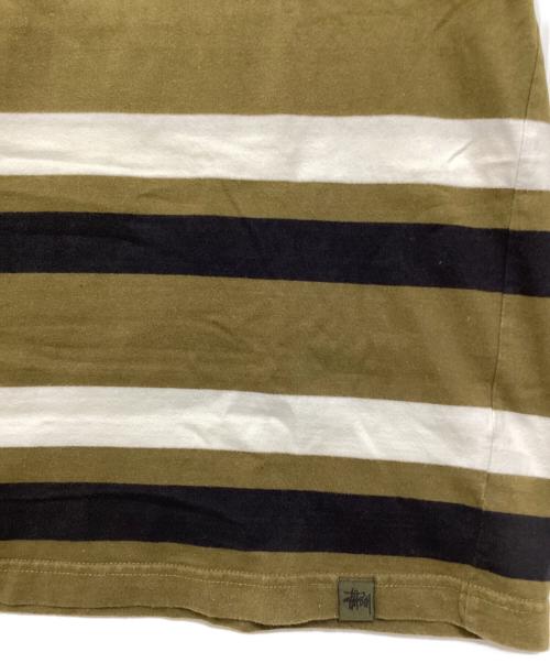 stussy（ステューシー）stussy (ステューシー) ボーダーTシャツ ネイビー×カーキ サイズ:Mの古着・服飾アイテム