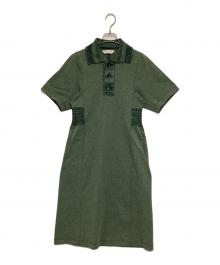beautiful people（ビューティフルピープル）の古着「ストレッチウエストリブポロワンピース」｜グリーン