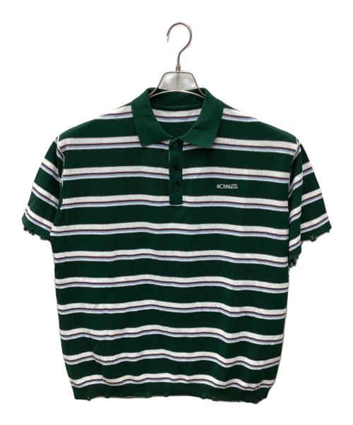 NOUNLESS（ナウンレス）NOUNLESS (ナウンレス) NL Border Grunge Big Polo Knit グリーン サイズ:2の古着・服飾アイテム