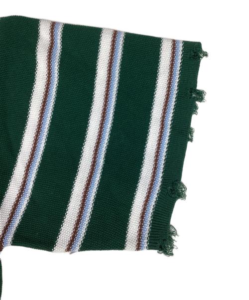 NOUNLESS（ナウンレス）NOUNLESS (ナウンレス) NL Border Grunge Big Polo Knit グリーン サイズ:2の古着・服飾アイテム