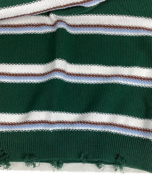 NOUNLESS（ナウンレス）NOUNLESS (ナウンレス) NL Border Grunge Big Polo Knit グリーン サイズ:2の古着・服飾アイテム