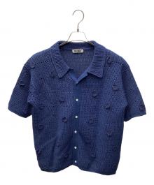 NKNIT（ンニット）の古着「flower motif KNIT shirt」｜ネイビー
