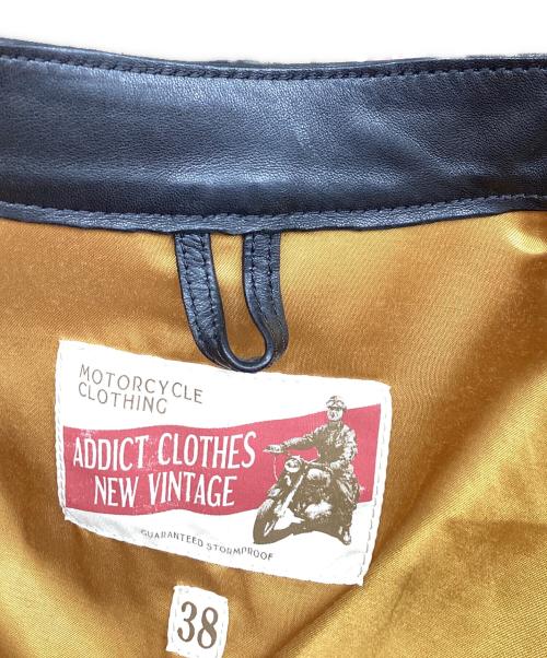 ADDICT CLOTHES（アディクト クローズ）ADDICT CLOTHES (アディクト クローズ) NEW VINTAGE (ニュービンテージ) ホースレハイド シングルライダースジャケット ブラック サイズ:38の古着・服飾アイテム