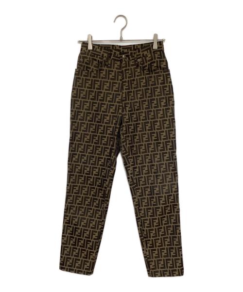 FENDI JEANS（フェンディ ジーンズ）FENDI jeans (フェンディ ジーンズ) ズッカ柄 テーパードパンツ ブラウン×ブラック サイズ:43の古着・服飾アイテム