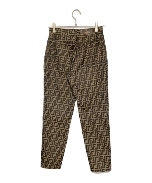 FENDI JEANS（フェンディ ジーンズ）FENDI jeans (フェンディ ジーンズ) ズッカ柄 テーパードパンツ ブラウン×ブラック サイズ:43の古着・服飾アイテム