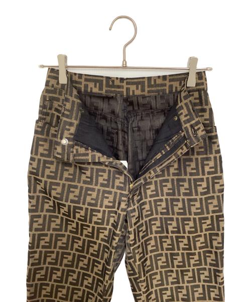 FENDI JEANS（フェンディ ジーンズ）FENDI jeans (フェンディ ジーンズ) ズッカ柄 テーパードパンツ ブラウン×ブラック サイズ:43の古着・服飾アイテム