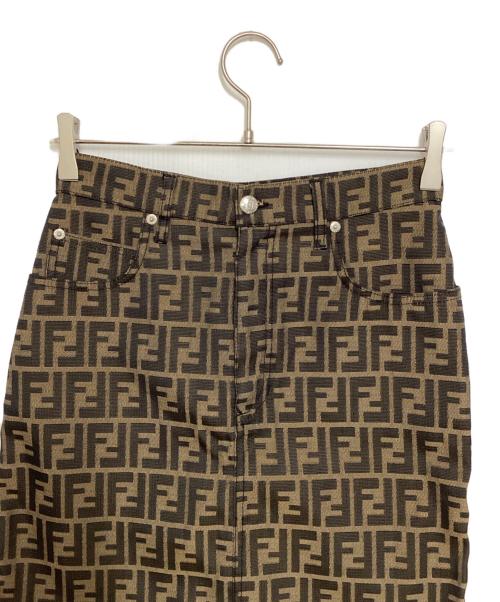 FENDI JEANS（フェンディ ジーンズ）FENDI jeans (フェンディ ジーンズ) ズッカ柄ミニスカート ブラウン×ブラック サイズ:44の古着・服飾アイテム