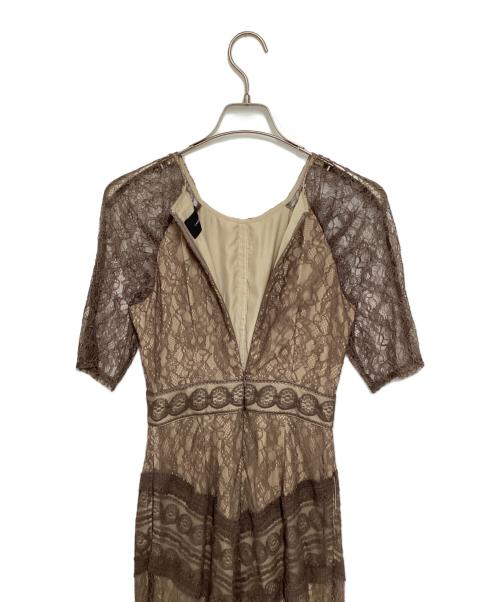 LAGUNA MOON（ラグナムーン）LAGUNA MOON (ラグナムーン) ショルダーギャザーレースマキシドレス ブラウン サイズ:Sの古着・服飾アイテム