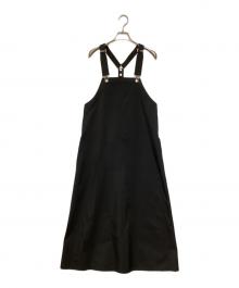 THE RERACS（ザ リラクス）の古着「シンセティックレザーエプロンドワンピース」｜ブラック