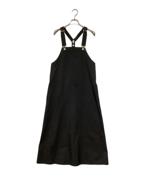THE RERACS（ザ リラクス）THE RERACS (ザ リラクス) シンセティックレザーエプロンドワンピース ブラック サイズ:36の古着・服飾アイテム