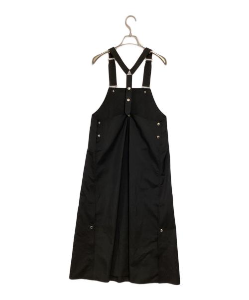 THE RERACS（ザ リラクス）THE RERACS (ザ リラクス) シンセティックレザーエプロンドワンピース ブラック サイズ:36の古着・服飾アイテム