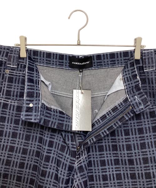 coldculture（コールドカルチャー）coldculture (コールドカルチャー) GRID JORTS グレー×ネイビー サイズ:XLの古着・服飾アイテム