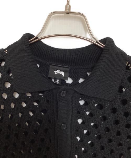 stussy（ステューシー）stussy (ステューシー) BIG MESH POLO SWEATER ブラック サイズ:Sの古着・服飾アイテム