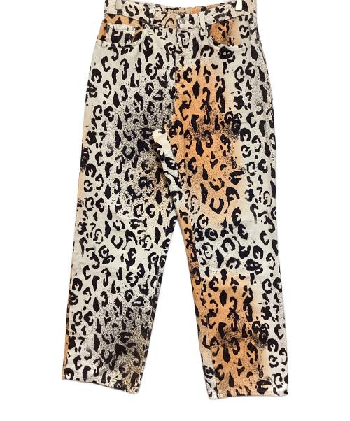 stussy（ステューシー）stussy (ステューシー) STENCIL CANVAS BIG OL JEANS オレンジ×ホワイト サイズ:W30の古着・服飾アイテム