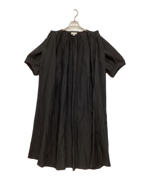 HYKE（ハイク）HYKE (ハイク) BALLOON SLEEVE DRESS リネン ロングワンピース ブラック サイズ:1の古着・服飾アイテム