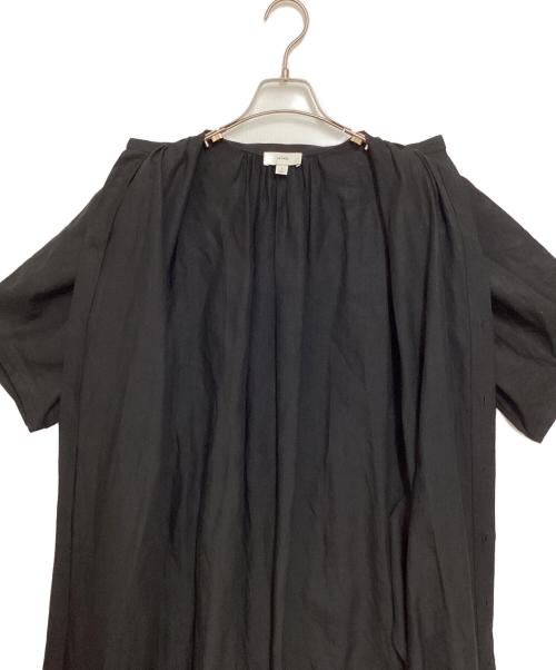 HYKE（ハイク）HYKE (ハイク) BALLOON SLEEVE DRESS リネン ロングワンピース ブラック サイズ:1の古着・服飾アイテム