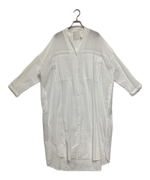 BEARDSLEY（ビアズリー）BEARDSLEY (ビアズリー) スキッパーロングシャツワンピース ホワイト サイズ:FREEの古着・服飾アイテム
