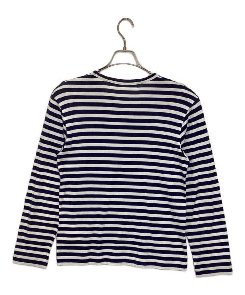 PLAY COMME des GARCONS（プレイコムデギャルソン）PLAY COMME des GARCONS (プレイコムデギャルソン) ハートロゴボーダーカットソー ホワイト×ネイビー サイズ:Sの古着・服飾アイテム