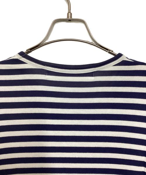 PLAY COMME des GARCONS（プレイコムデギャルソン）PLAY COMME des GARCONS (プレイコムデギャルソン) ハートロゴボーダーカットソー ホワイト×ネイビー サイズ:Sの古着・服飾アイテム