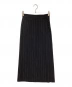 Mame Kurogouchiマメクロゴウチ）の古着「Nep Stripe Front Slit Skirt」｜ブラック