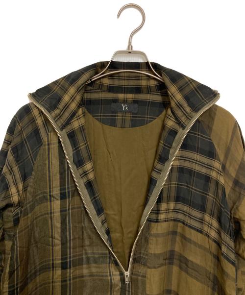Y's（ワイズ）Y's (ワイズ) TWILL CHECKED RAGLAN A LINE DRESS イエロー×ブラック サイズ:1の古着・服飾アイテム