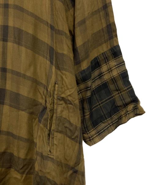 Y's（ワイズ）Y's (ワイズ) TWILL CHECKED RAGLAN A LINE DRESS イエロー×ブラック サイズ:1の古着・服飾アイテム