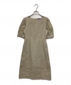 BLUE LABEL CRESTBRIDGEブルーレーベルクレストブリッジ）の古着「ライトスラブシャンブレーボリュームスリーブドレス」｜ベージュ